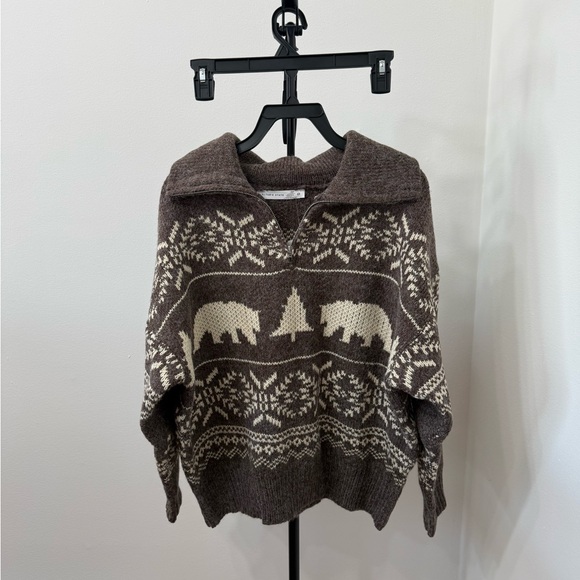 Altar'd State Brown and Cream Patterned Sweater - Picture 5 of 8